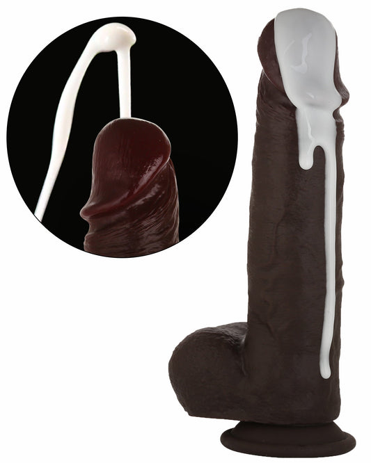 Boomer 9 inch Squirting Cumming Ejaculating Dildo Sliding Skin Black Dildo Position 1