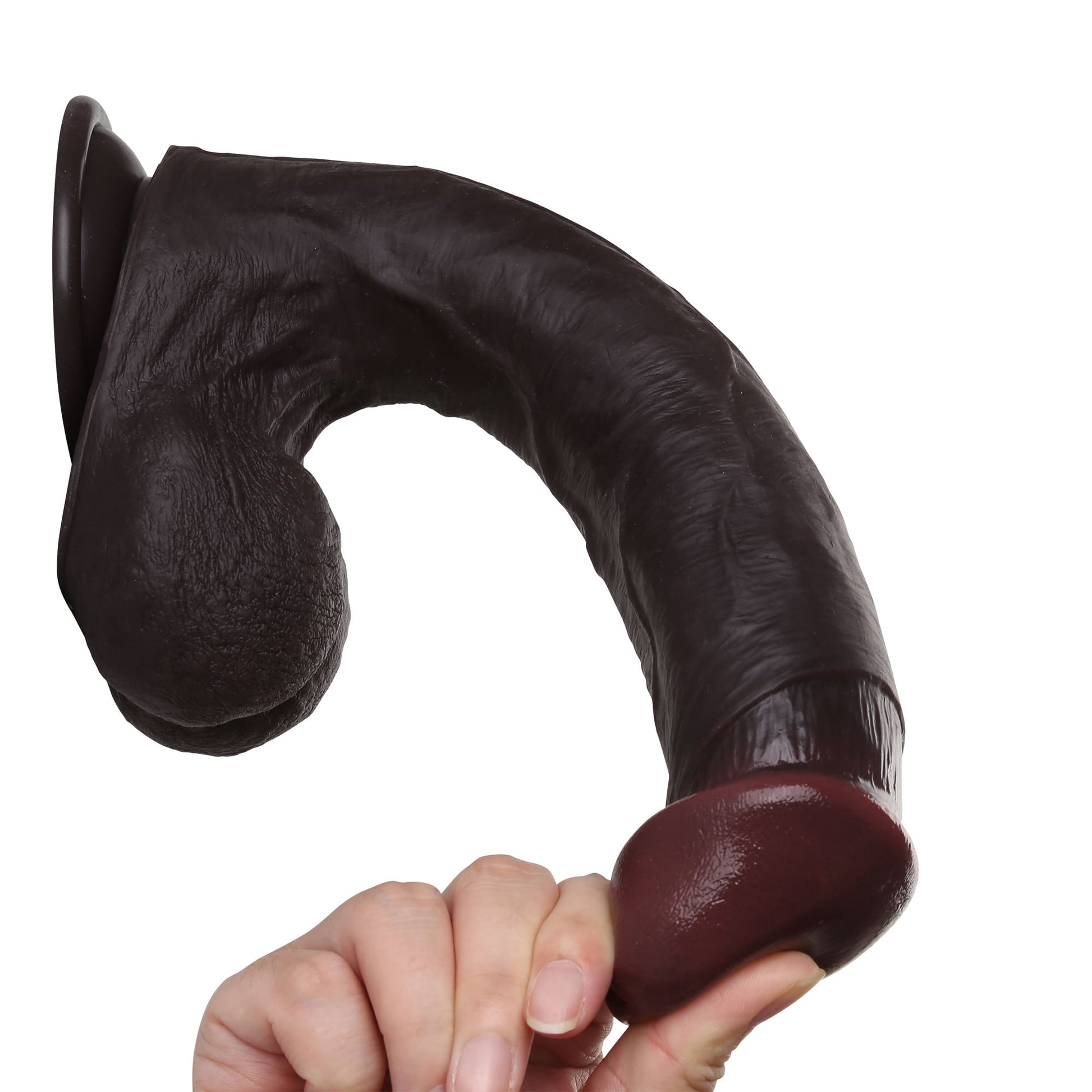 Knight 10 inch Real Feel Ball Super Realistic Glan Black Dildo Position 12
