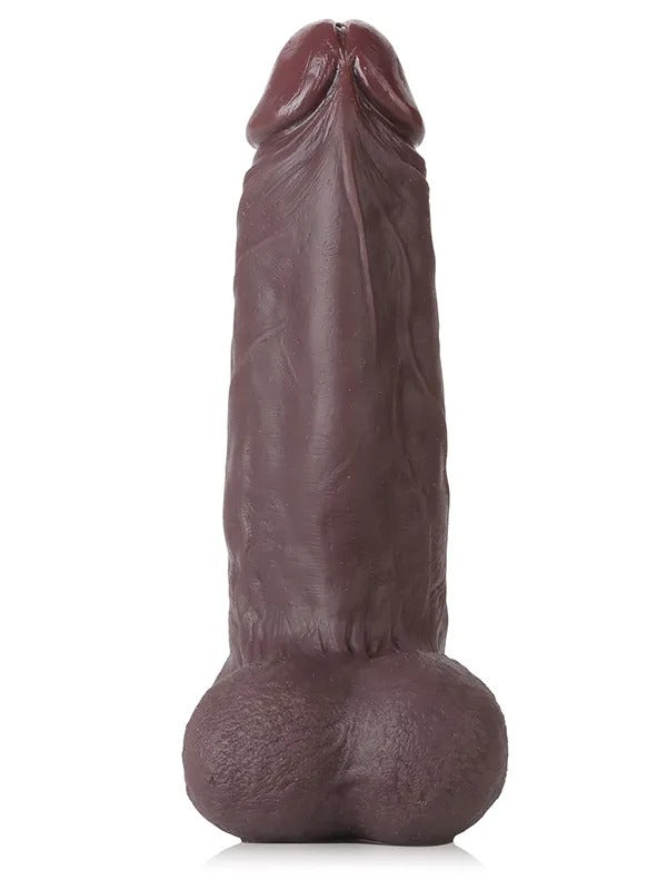 Max 8.3" x 2.2" Black Suction Cup Girthy Dildo With Moving Balls - RealCocks