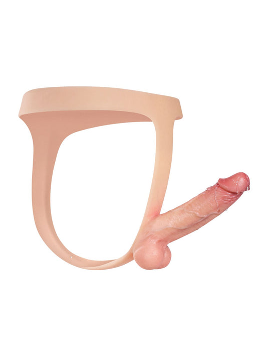 Nathan | 6" x 1.5" Ultra Slim Solid Strap On With Soft Scrotum Position 1