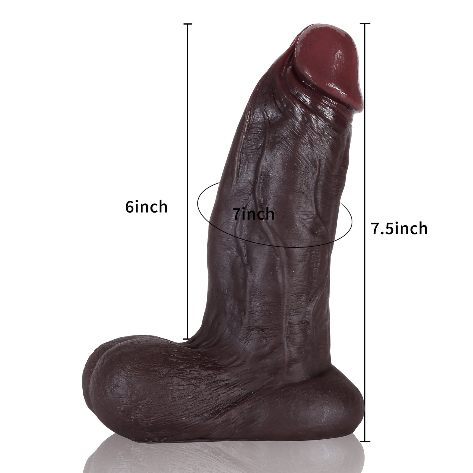 DONGTOY Vincent 7.5in Realistic Black Vibrating Dildo With Lifelike Balls Position 3