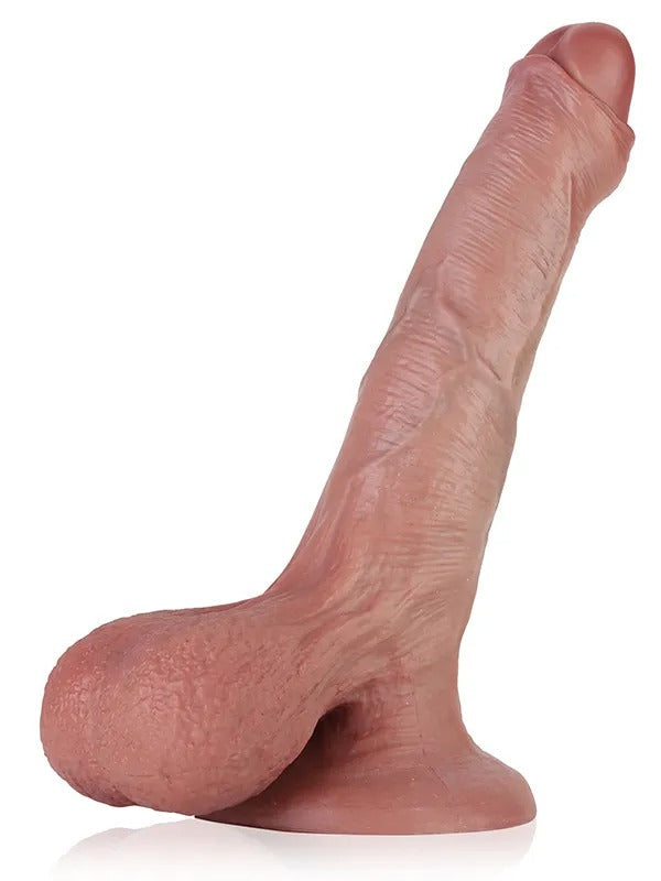 Chris 8.2" x 1.6" Uncut Realistic Dildo With Swinging Saggy Balls - RealCocks
