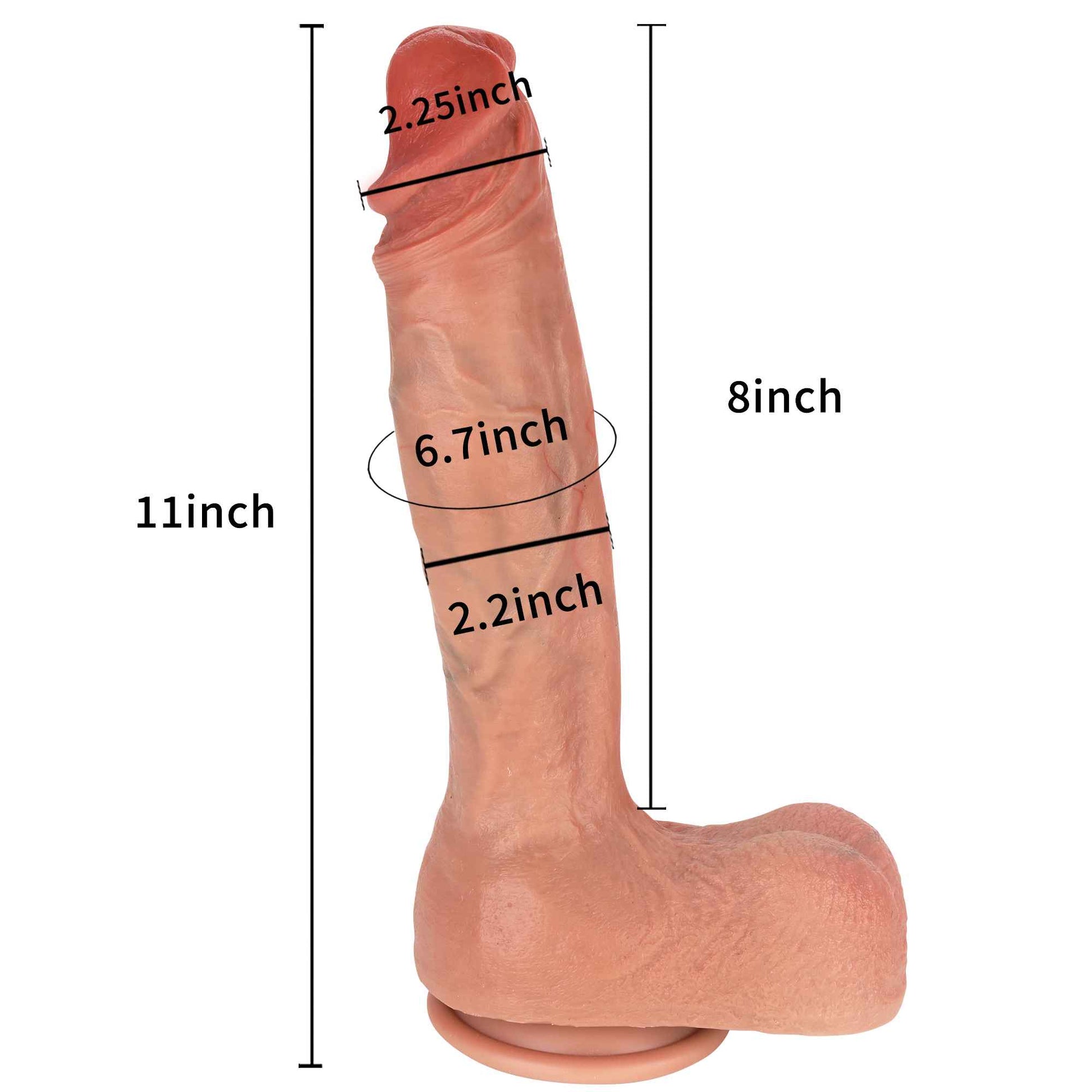 BadBoy 11 inch Ultra Realistic Dildo Real Glan Lifelike Skin Dildo Position 2