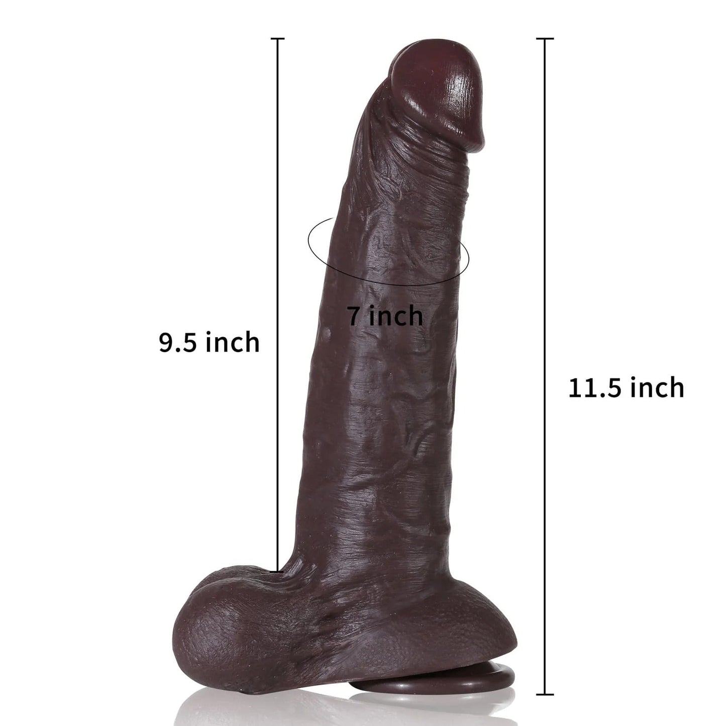 Levi 11inch Big Black Hyper Silicone Realistic Dildo with detailed design and suction base for stability